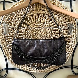 OLD NAVY metallic silver purse with chains.  EUC